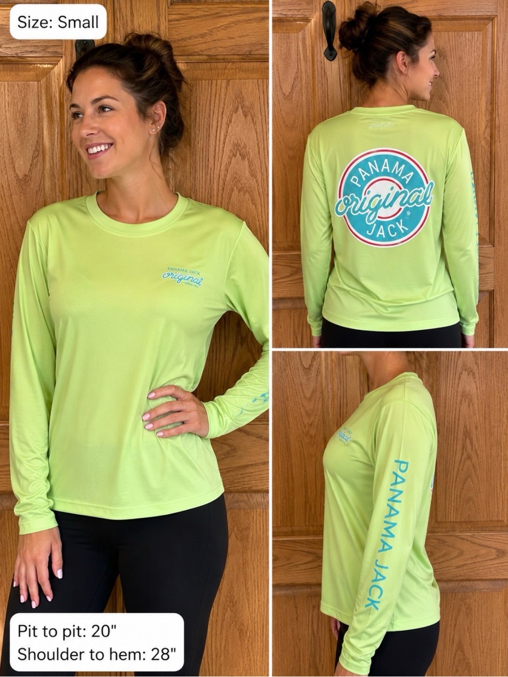 345 Panama Jack Performance Limeade UPF 35+ Long Sleeve Performance Shirt NWT S